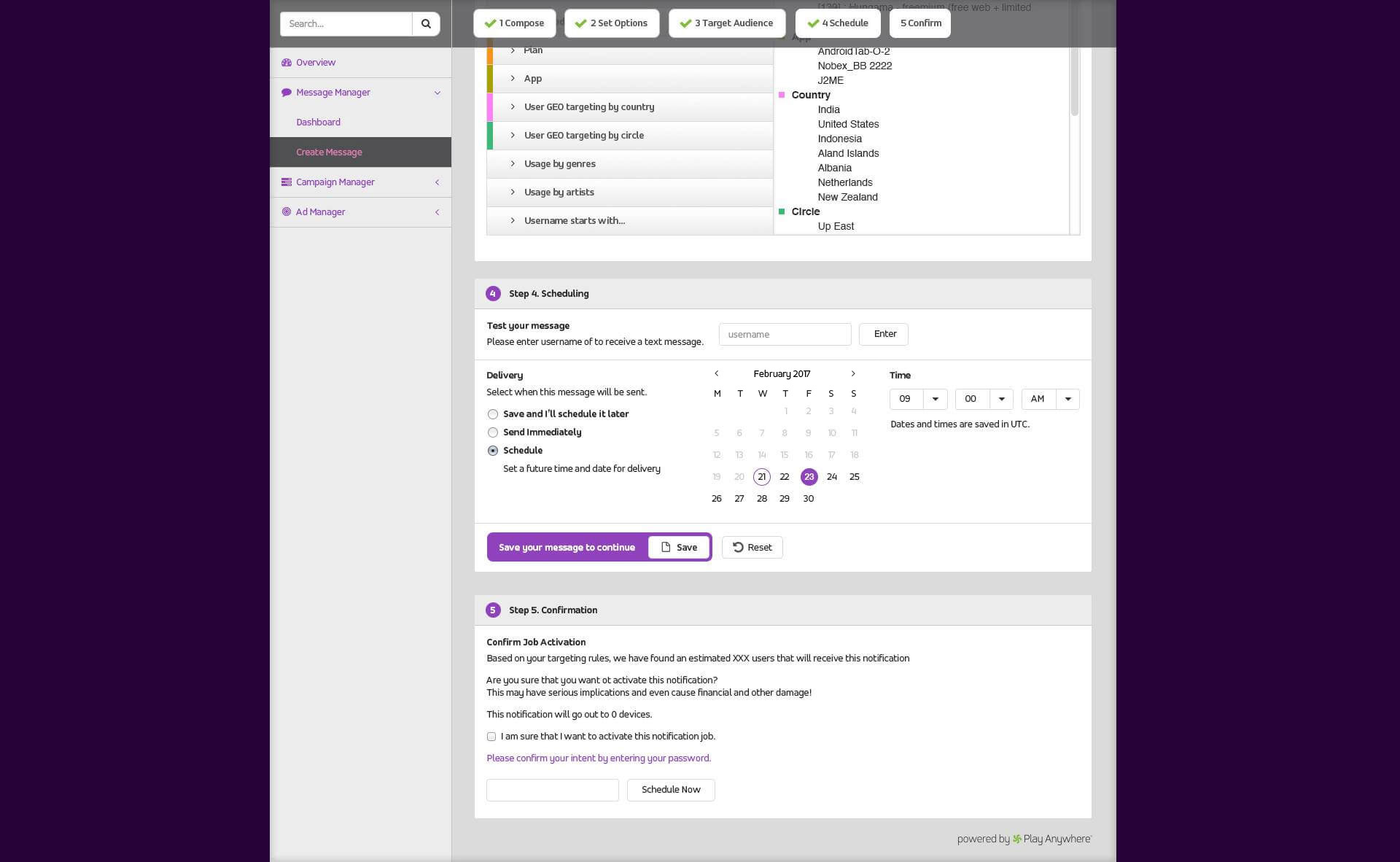 scheduling screens